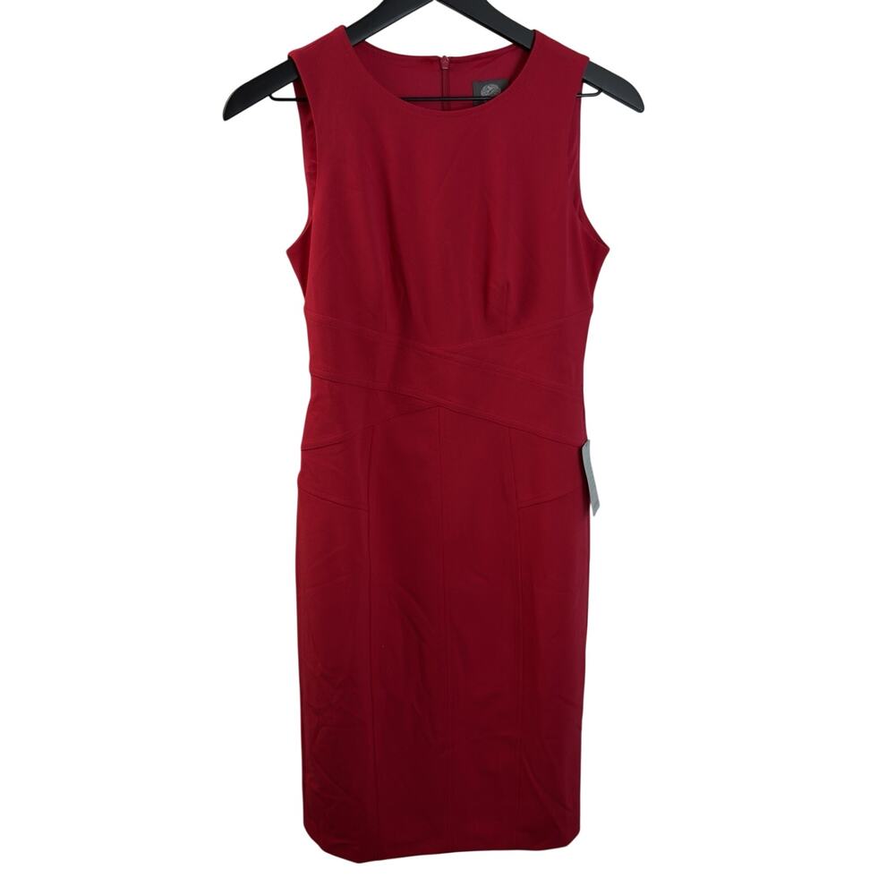 VINCE CAMUTO Red Ponte Knit Sleeveless Sheath Dress Sz 4